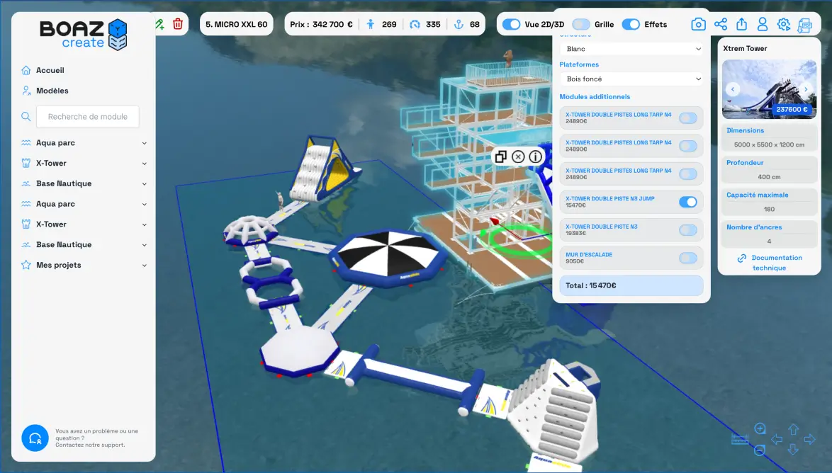 BOAZ Create – Avant, fiche d'information du module X-Tower