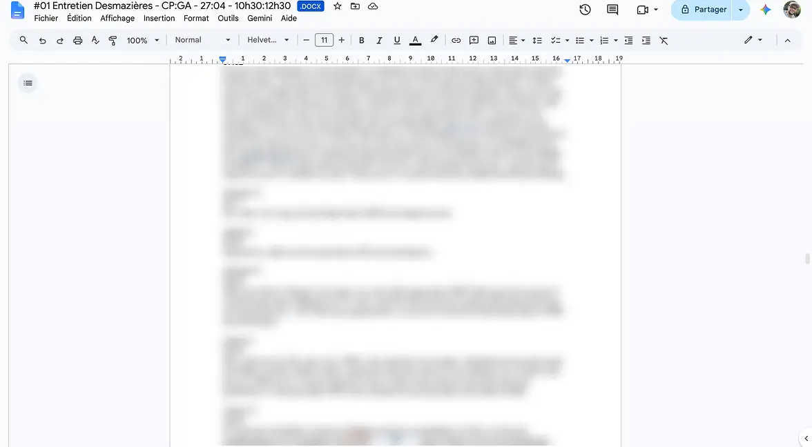 Desmazières – Retranscription exportée dans Google Docs