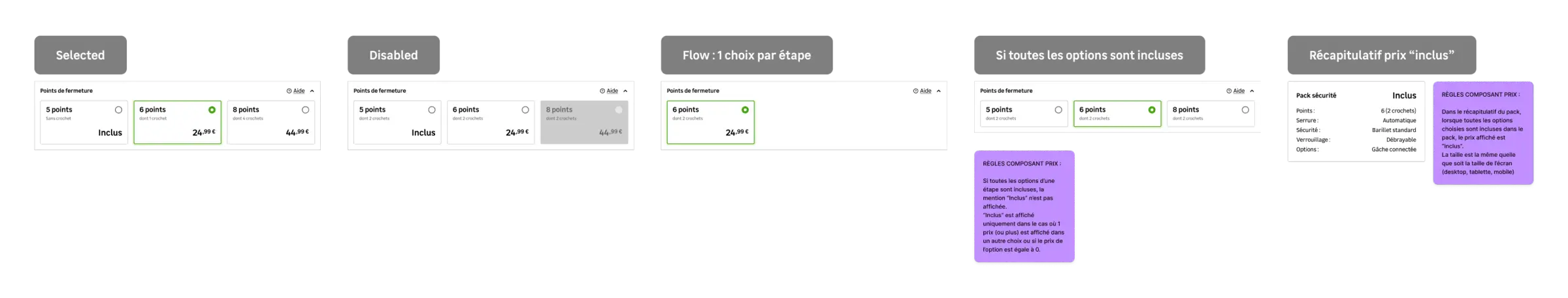 Leroy Merlin – Pack Sécu, états des options
