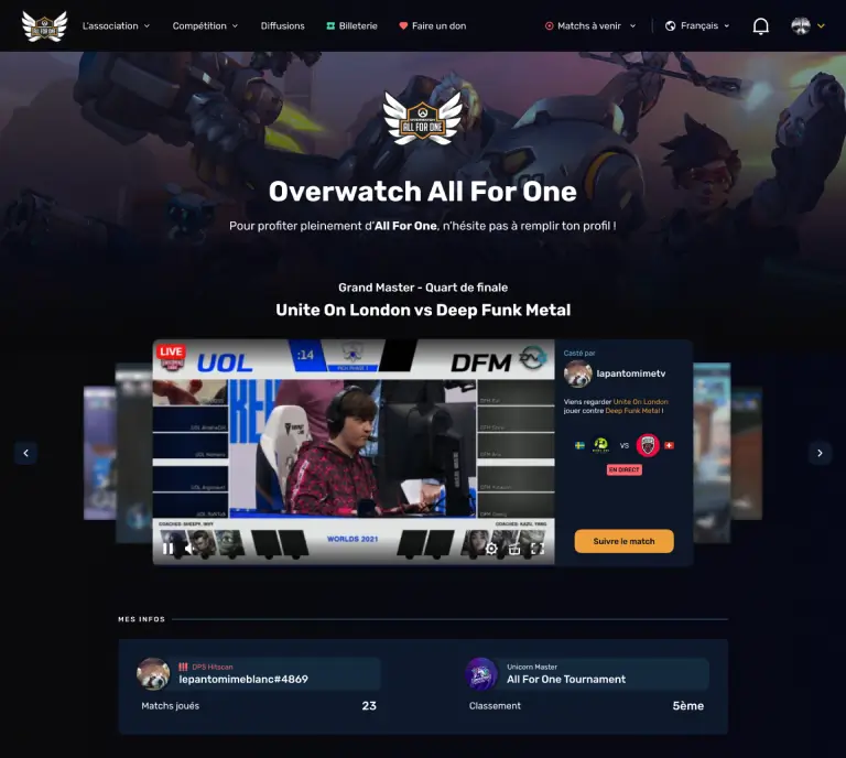 Overwatch All For One – Page d'accueil du site